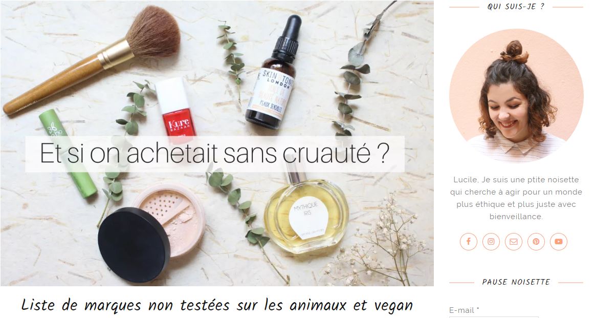 liste des produits cosmétiques non testés sur les animaux et vegan par petite noisette