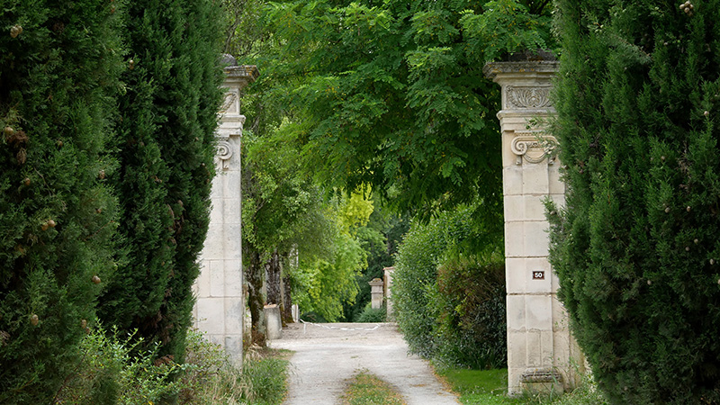 allée d'entrée de l'abbaye de Bassac en Charente