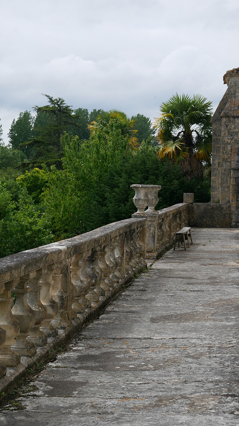 façade arrière de l'abbaye de Bassac en Charente côté jardins